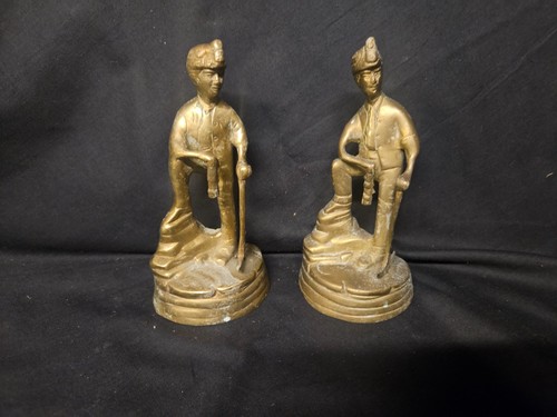 Brass miner figure with davy - brass,