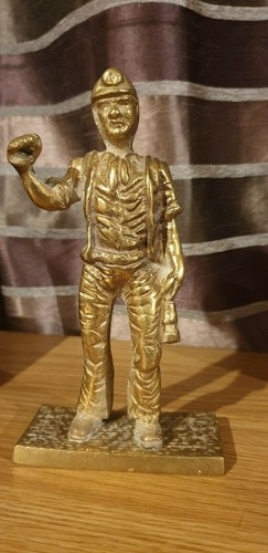 Brass miner figure with davy - miner,