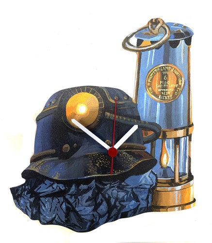 Coal miner helmet clock - coal,